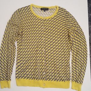 Jones New York yellow geometric pattern cardigan S